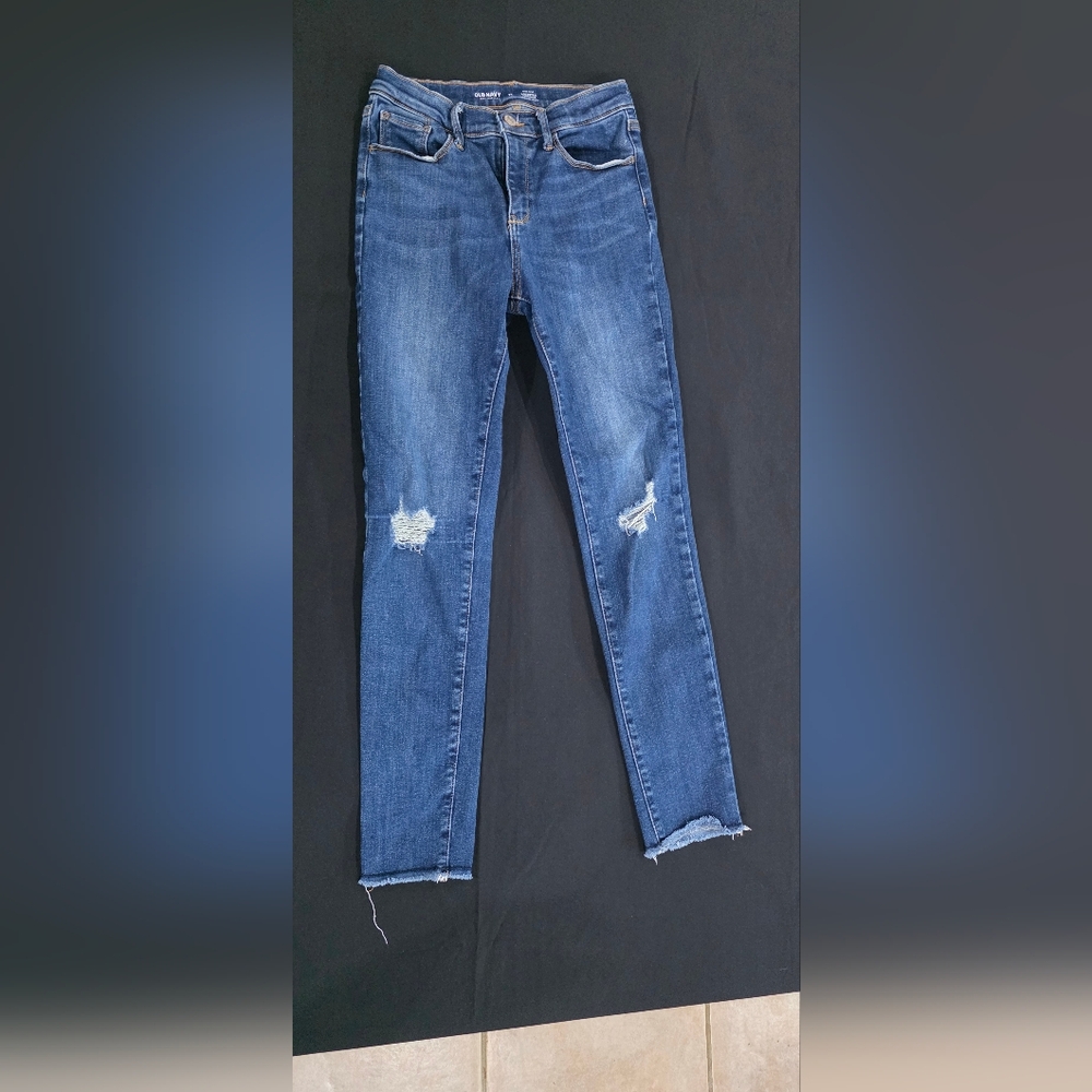 Old Navy Girl's Distressed Skinny Jeans - Blue